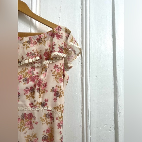 Vintage Prairie Dress, Sylvia Ann, Floral Print, Bohemian Style, 1970s, Small - Picture 7 of 12